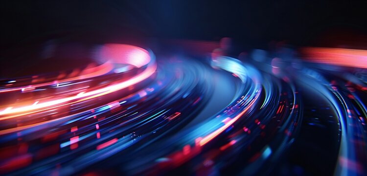 Abstract speed lines in blue and red on a dark background