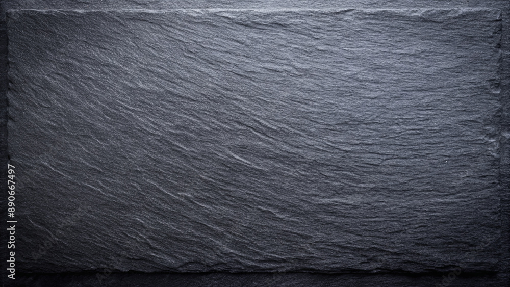 Poster a close-up view of a dark, textured slate surface. the image shows the natural grooves and patterns 