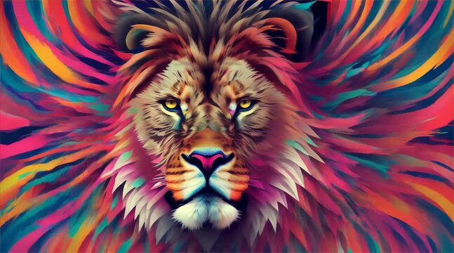 Abstract background with a majestic lion
