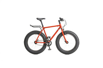 Obraz premium Red Fat Tire Bicycle Isolated on White Background