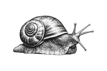 Snail with shell isolated on white background