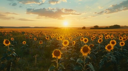 Obraz premium Sunflowers at Sunset