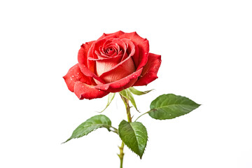 Fototapeta premium Single Red Rose with Dew Drops