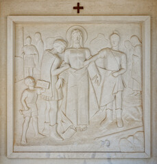 Jesus is stripped of his garments. Station X of the Way of the Cross. Valinhos (Fátima), Portugal.