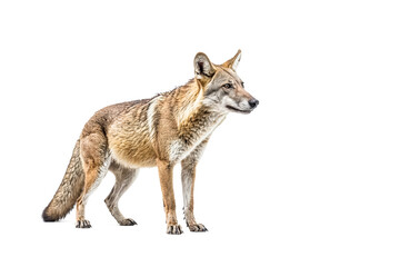 Red wolf standing on white background