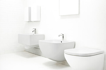 Fototapeta premium Modern Bathroom with White Fixtures
