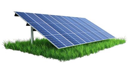 Electric Solar cell isolated on transparent background or PNG file. Solar energy. Environmental theme. Green energy concept.