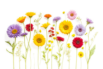 Colorful Flower Arrangement on White Background