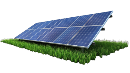 Electric Solar cell isolated on transparent background or PNG file. Solar energy. Environmental theme. Green energy concept.