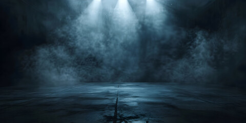Fototapeta premium An empty dark room with smoke