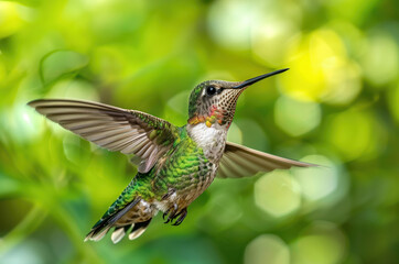 Fototapeta premium Close up of a hummingbird in flight