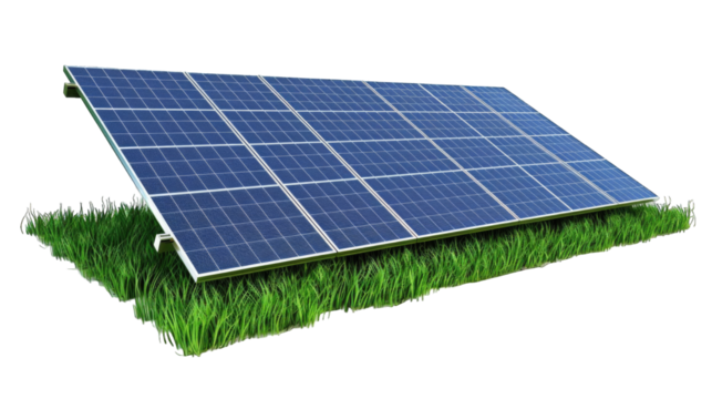 Electric Solar cell isolated on transparent background or PNG file. Solar energy. Environmental theme. Green energy concept.