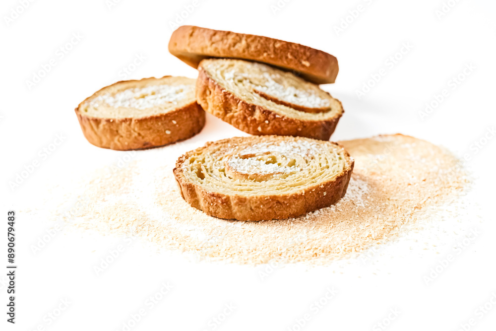 Sticker Sweet Rolled Bread with Powdered Sugar