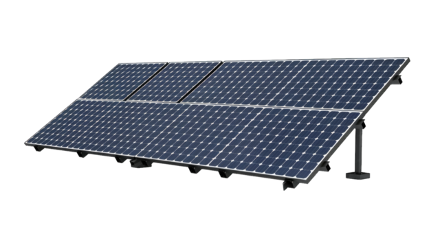 Electric Solar cell isolated on transparent background or PNG file. Solar energy. Environmental theme. Green energy concept.