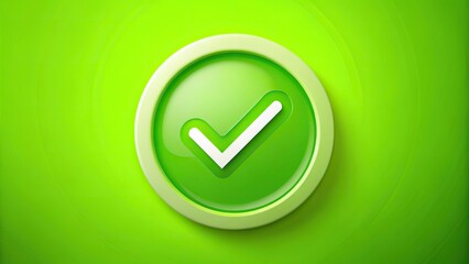 A bright green circular pop art element with a prominent white checkbox icon in the center on a clean background.