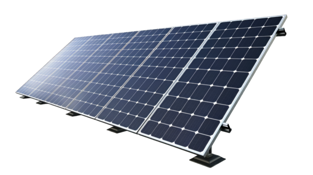 Electric Solar cell isolated on transparent background or PNG file. Solar energy. Environmental theme. Green energy concept.