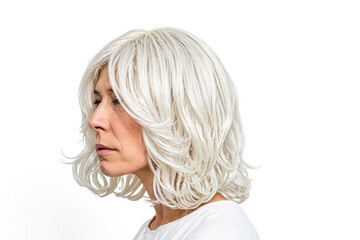 Naklejka premium Woman with white hair looking down