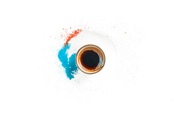 Espresso Coffee Cup with Abstract Splashes of Color