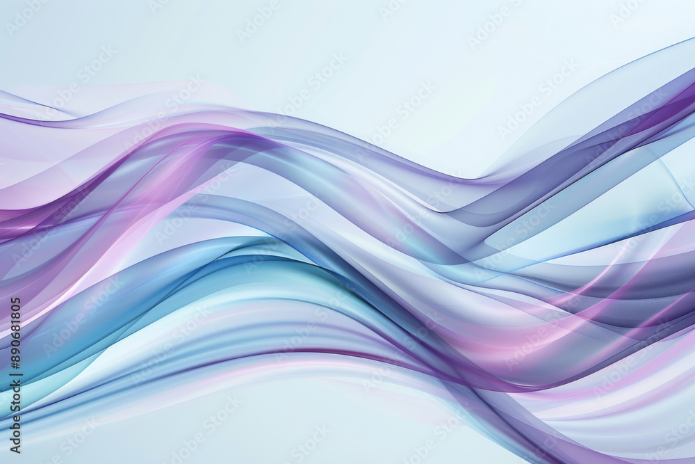 Poster abstract fluid waveforms in pastel colors, creating a soft and ethereal design. perfect for tech or 