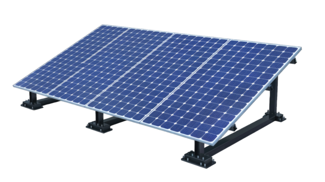 Electric Solar cell isolated on transparent background or PNG file. Solar energy. Environmental theme. Green energy concept.