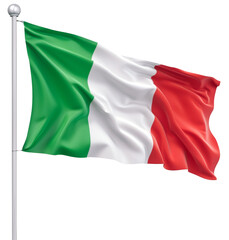 Waving Italy Flag on Flagpole