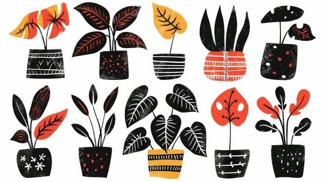 vector of different style of Pothos, isolated on white background