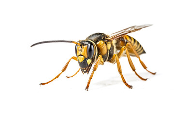 Close-up of a yellow jacket wasp isolated on white