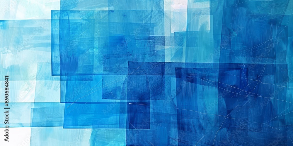 Aufkleber abstract composition of overlapping transparent layers in shades of blue, symbolizing transparency a