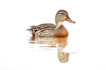 Obraz premium Female Mallard Duck Swimming in Still Water