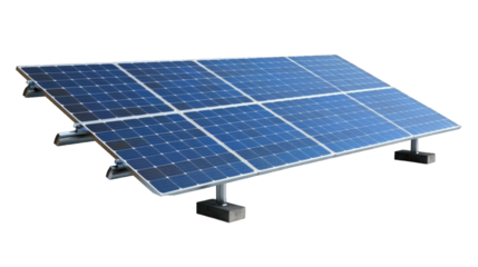 Electric Solar cell isolated on transparent background or PNG file. Solar energy. Environmental theme. Green energy concept.