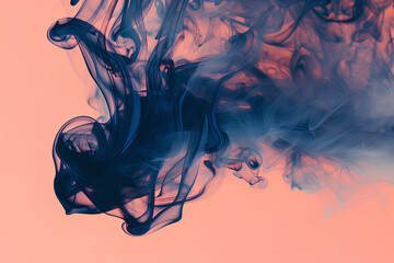 Fototapeta premium Abstract Dark Blue and Orange Smoke Swirls on Peach Background