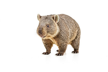 Wombat Standing on White Background