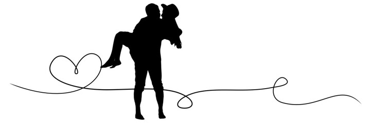 line art couple portrait silhouette illustration background