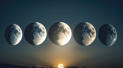 Lunar phases from new moon to full moon