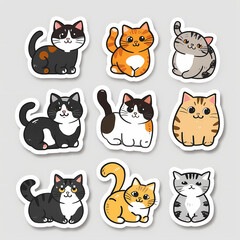 Cute Cats Sticker Collection: Cartoon Style Stickers for Cat Lovers