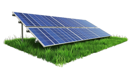 Electric Solar cell isolated on transparent background or PNG file. Solar energy. Environmental theme. Green energy concept.