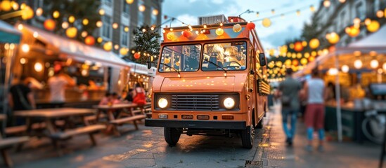 Obraz premium Food Truck at a Night Market