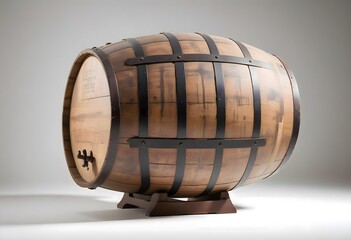 Concept photo of an old, vintage, retro wooden barrel on white background