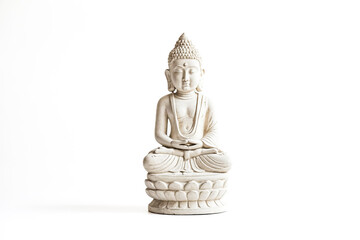 White Buddha Statue Isolated on White Background