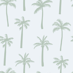 Hand drawn palm tree silhouette seamless pattern