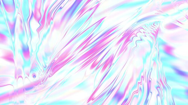 Cloth fabric gradient waves abstract background. Iridescent chrome wavy surface. Liquid surface, ripples, reflections. 3d render illustration. 4K video.