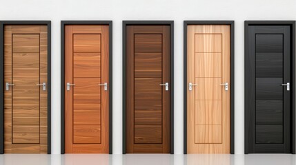 Naklejka premium A hallway with four doors, each with a different color