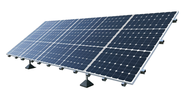 Electric Solar cell isolated on transparent background or PNG file. Solar energy. Environmental theme. Green energy concept.