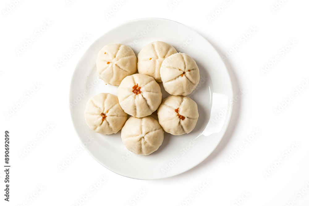 Wall mural steamed buns on a white plate