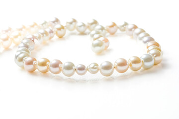 Pearl Necklace on White Background