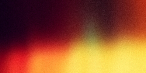 Ziarniste gradientowe tło w kolorach czarny czerwony, żółty, szum tekstura na tapecie. Szablon baneru lub plakatu w stylu graficznym retro. Światła ledowe holo bokeh na projekcie okładki