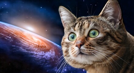 dazed cat floating in space