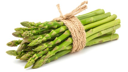 Fresh Green Asparagus Bundle Tied with Twine