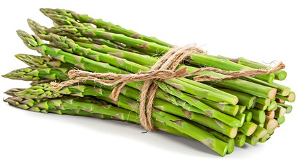 Bundle of Fresh Green Asparagus Tied with Twine