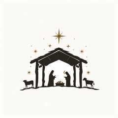 Minimalist Christmas Decoration: Striking Black and White Manger Design